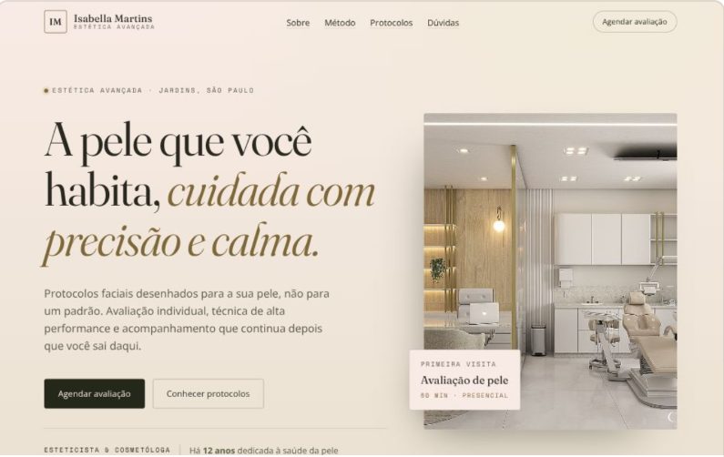 Site criado pela PPAGES para Isabella Martins, estética avançada
